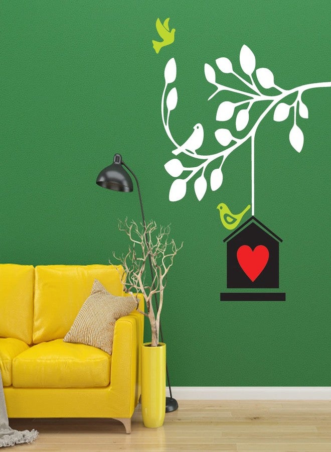 ARandNJ مجموعة قوالب ARandNJ للرسم على الجدران (عبوة واحدة، المقاس: 16 × 24 بوصة) - تصميم بيت طيور على أغصان - تصميم قابل لإعادة الاستخدام، مناسب لتزيين جدران المنزل - Image 1
